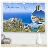 Rhodos und Symi, Perlen in der Ägis (hochwertiger Premium Wandkalender 2025 DIN A2 quer), Kunstdruck in Hochglanz