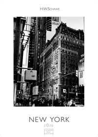 New York schwarz-weiss 2026 S 29x21cm - Eleganter Schwarz-Weiß-Print mit beeindruckenden New York City Motiven