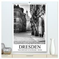 Dresden Traumstadt in Schwarz-Weiß (hochwertiger Premium Wandkalender 2026 DIN A2 hoch), Kunstdruck in Hochglanz