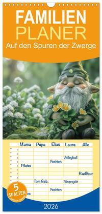 Familienplaner 2026 - Auf den Spuren der Zwerge mit 5 Spalten (Wandkalender, 21 x 45 cm) CALVENDO