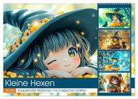 Kleine Hexen. Zauberhafte Mädchen mit magischen Kräften (Wandkalender 2025 DIN A2 quer), CALVENDO Monatskalender