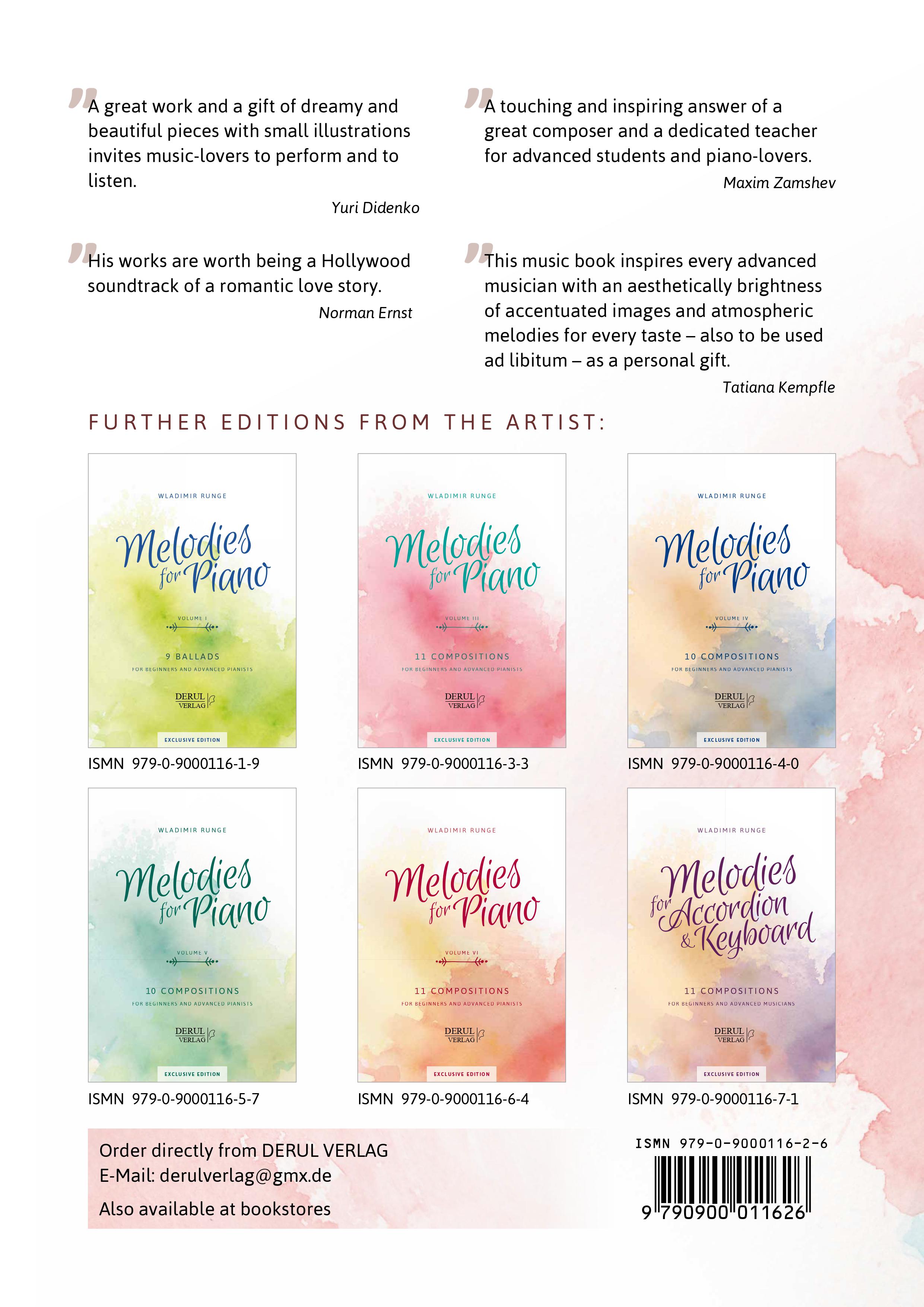 MELODIES for PIANO, VOLUME II, 9 COMPOSITIONS