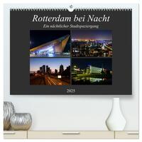 Rotterdam bei Nacht (hochwertiger Premium Wandkalender 2025 DIN A2 quer), Kunstdruck in Hochglanz