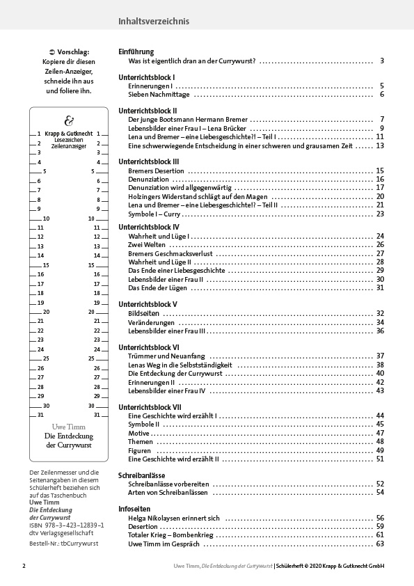 Beispielinhalt (Bild) Die Entdeckung der Currywurst – Uwe Timm – Schülerheft