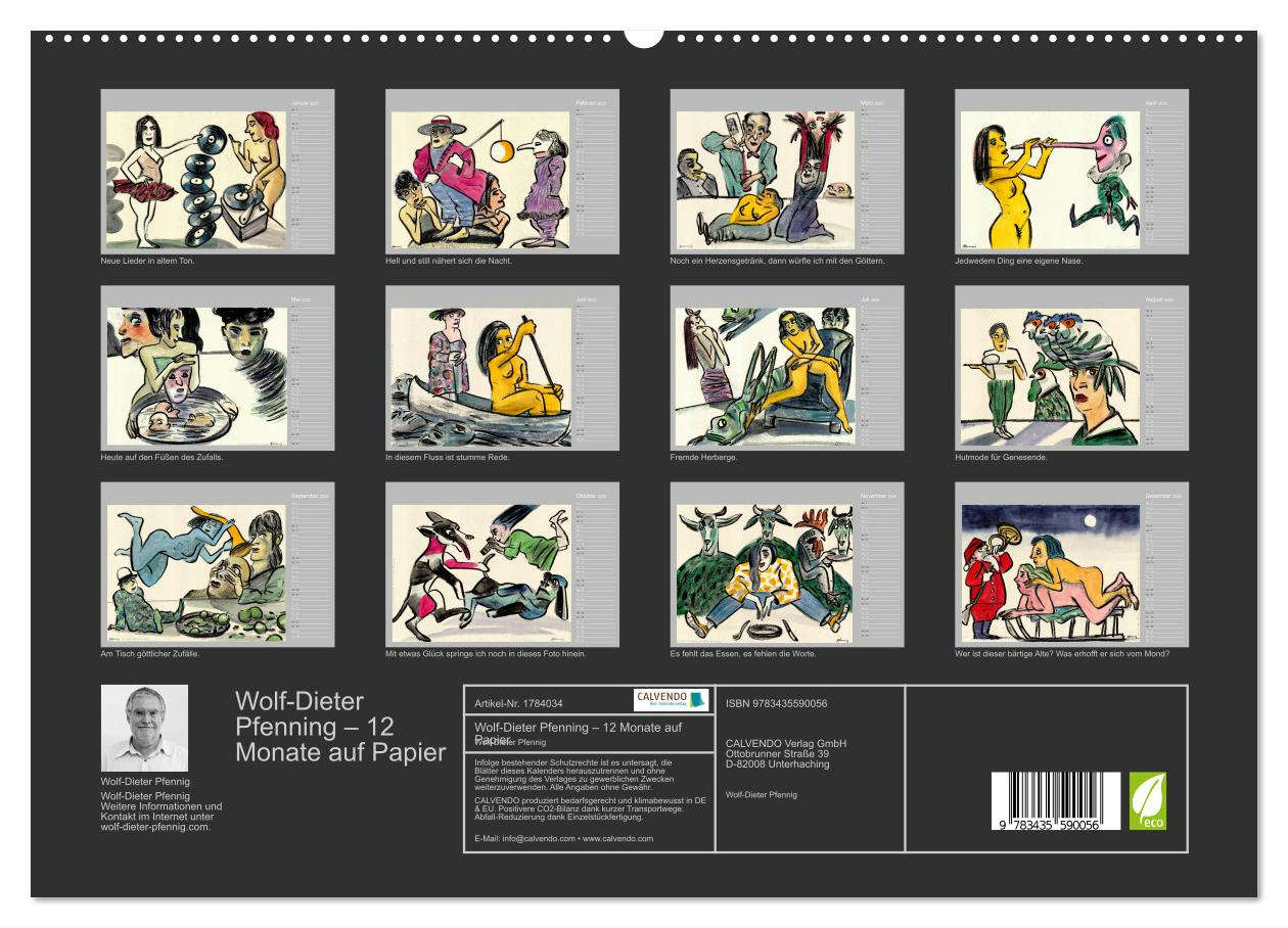 Wolf-Dieter Pfenning – 12 Monate auf Papier (hochwertiger Premium Wandkalender 2025 DIN A2 quer), Kunstdruck in Hochglanz