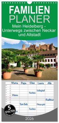 Familienplaner 2026 - Mein Heidelberg - Unterwegs zwischen Neckar und Altstadt mit 5 Spalten (Wandkalender, 21 x 45 cm) CALVENDO