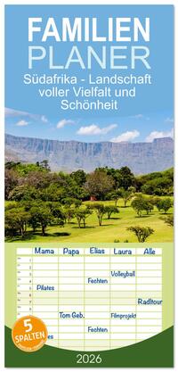 Familienplaner 2026 - Südafrika - Landschaft voller Vielfalt und Schönheit mit 5 Spalten (Wandkalender, 21 x 45 cm) CALVENDO