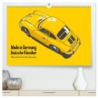 Made in Germany - Illustrationen deutscher Oldtimer (hochwertiger Premium Wandkalender 2025 DIN A2 quer), Kunstdruck in Hochglanz