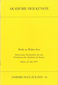 Vorderes Coverbild Dank an Walter Jens