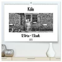 Köln. 12 Orte - 1 Stadt (hochwertiger Premium Wandkalender 2025 DIN A2 quer), Kunstdruck in Hochglanz