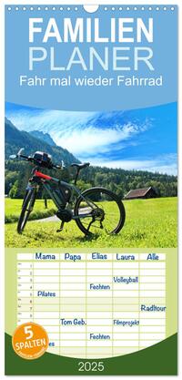 Familienplaner 2025 - Fahr mal wieder Fahrrad mit 5 Spalten (Wandkalender, 21 x 45 cm) CALVENDO