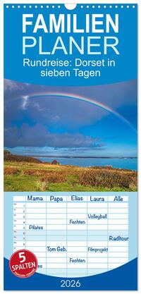 Familienplaner 2026 - Rundreise: Dorset in sieben Tagen mit 5 Spalten (Wandkalender, 21 x 45 cm) CALVENDO