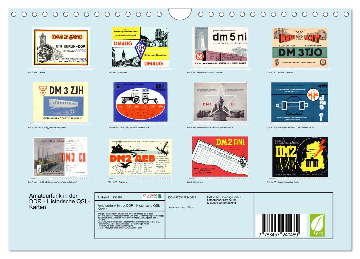 Beispielinhalt (Bild) Amateurfunk in der DDR - Historische QSL-Karten (Wandkalender 2025 DIN A4 quer), CALVENDO Monatskalender