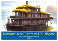Romantische Fantasy Hausboote Magische Stimmungen in der Dämmerung (Wandkalender 2026 DIN A3 quer), CALVENDO Monatskalender
