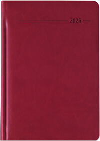 Zettler - Buchkalender Tucson 2025 rot, 15x21cm, Taschenkalender mit 416 Seiten mit 1 Tag auf 1 Seite, Adressteil, Notizbereich, Monatsübersicht, Mondphasen und internationales Kalendarium