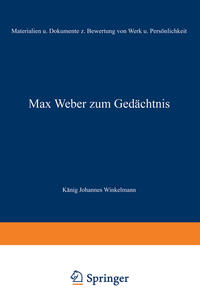 Vorderes Coverbild Max Weber zum Gedächtnis