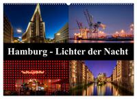 Hamburg - Lichter der Nacht (Wandkalender 2025 DIN A2 quer), CALVENDO Monatskalender
