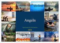 Angeln - Impressionen mit coolen Sprüchen (Wandkalender 2026 DIN A3 quer), CALVENDO Monatskalender