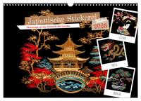 Japanische Stickerei - Hommage an die Ästhetik des Landes (Wandkalender 2026 DIN A3 quer), CALVENDO Monatskalender