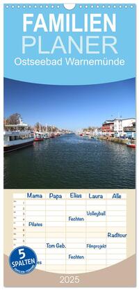 Familienplaner 2025 - Ostseebad Warnemünde mit 5 Spalten (Wandkalender, 21 x 45 cm) CALVENDO