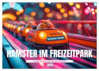 Hamster im Freizeitpark - Lustiger Kalender mit Jahrmarkt-Motiven (Wandkalender 2025 DIN A2 quer), CALVENDO Monatskalender