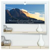 Malerisches Garmisch Partenkirchen - Aquarelle und Fotografien (hochwertiger Premium Wandkalender 2026 DIN A2 quer), Kunstdruck in Hochglanz