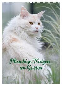 Plüschige Katzen im Garten (Wandkalender 2025 DIN A2 hoch), CALVENDO Monatskalender
