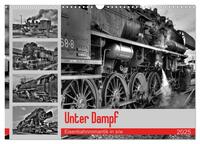 Unter Dampf - Eisenbahnromantik in schwarz-weiß (Wandkalender 2025 DIN A3 quer), CALVENDO Monatskalender