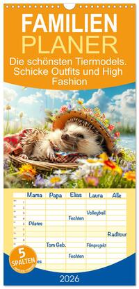 Familienplaner 2026 - Die schönsten Tiermodels. Schicke Outfits und High Fashion mit 5 Spalten (Wandkalender, 21 x 45 cm) CALVENDO