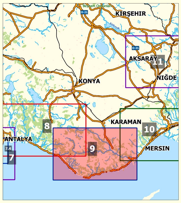 Anamur - Topographische Reisekarte 1:250.000 Türkei (Blatt 9)