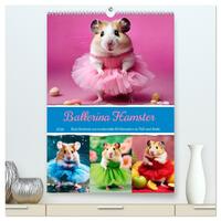 Ballerina Hamster - Eine Sinfonie aus zuckersüße KI Hamstern in Tüll und Seide (hochwertiger Premium Wandkalender 2026 DIN A2 hoch), Kunstdruck in Hochglanz