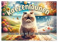 Katzenlaunen - Durch das Jahr mit Fluff und Grummeln (Wandkalender 2025 DIN A4 quer), CALVENDO Monatskalender