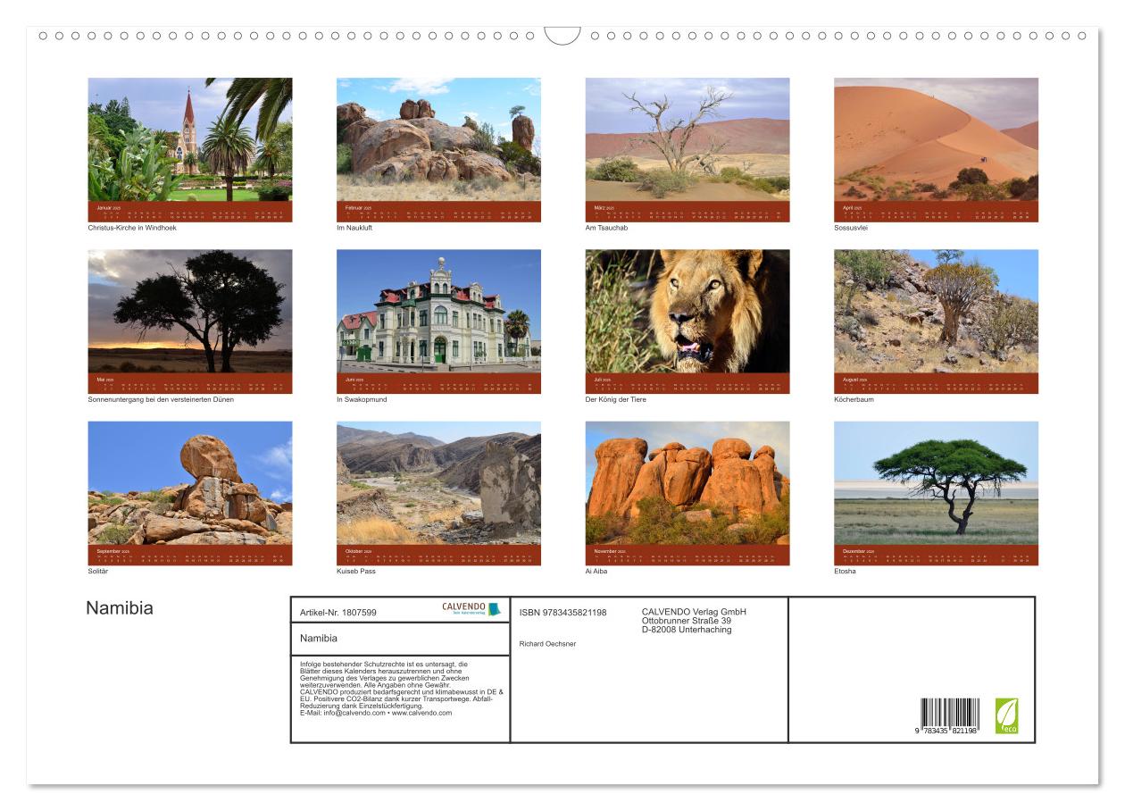 Beispielinhalt (Bild) Namibia (Wandkalender 2025 DIN A2 quer), CALVENDO Monatskalender