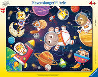 Kinderpuzzle 40 Teile - Tierische Astronauten