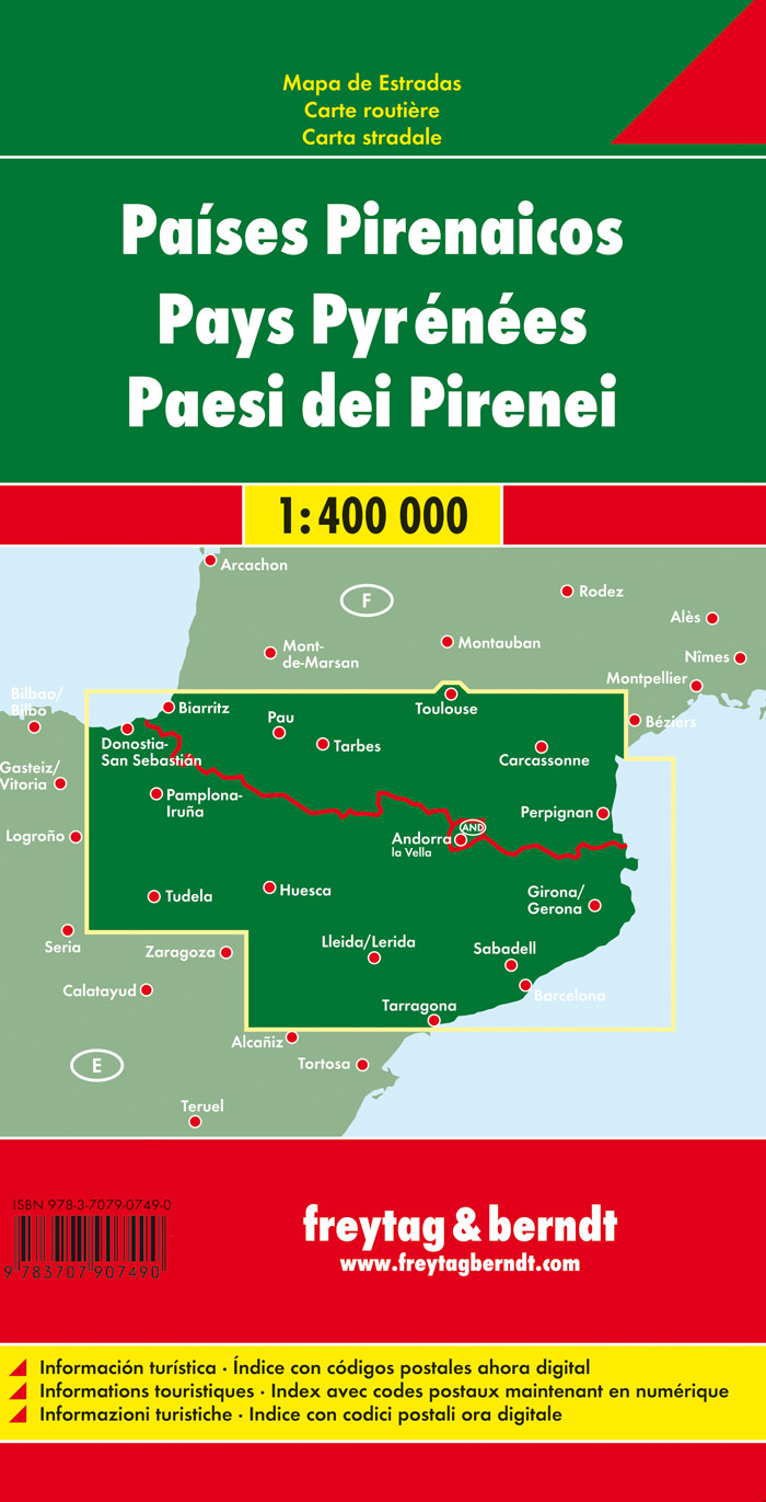 Rückseitencover Pyrenäenländer, Autokarte 1:400.000