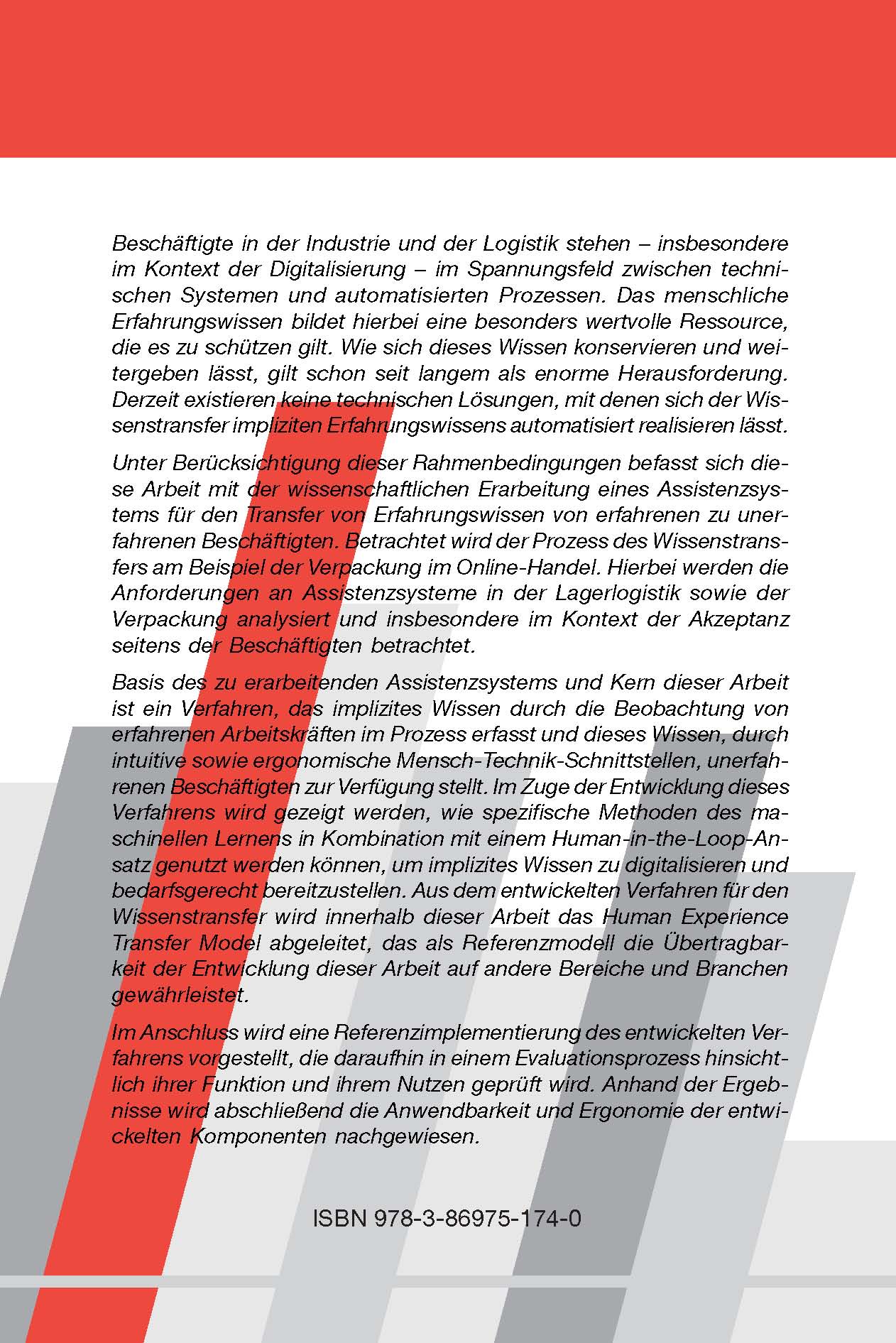 Rückseitencover Assistenzsystem für den Wissenstransfer in operativen Prozessen am Beispiel der Logistik