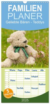 Familienplaner 2025 - Geliebte Bären - Teddys mit 5 Spalten (Wandkalender, 21 x 45 cm) CALVENDO