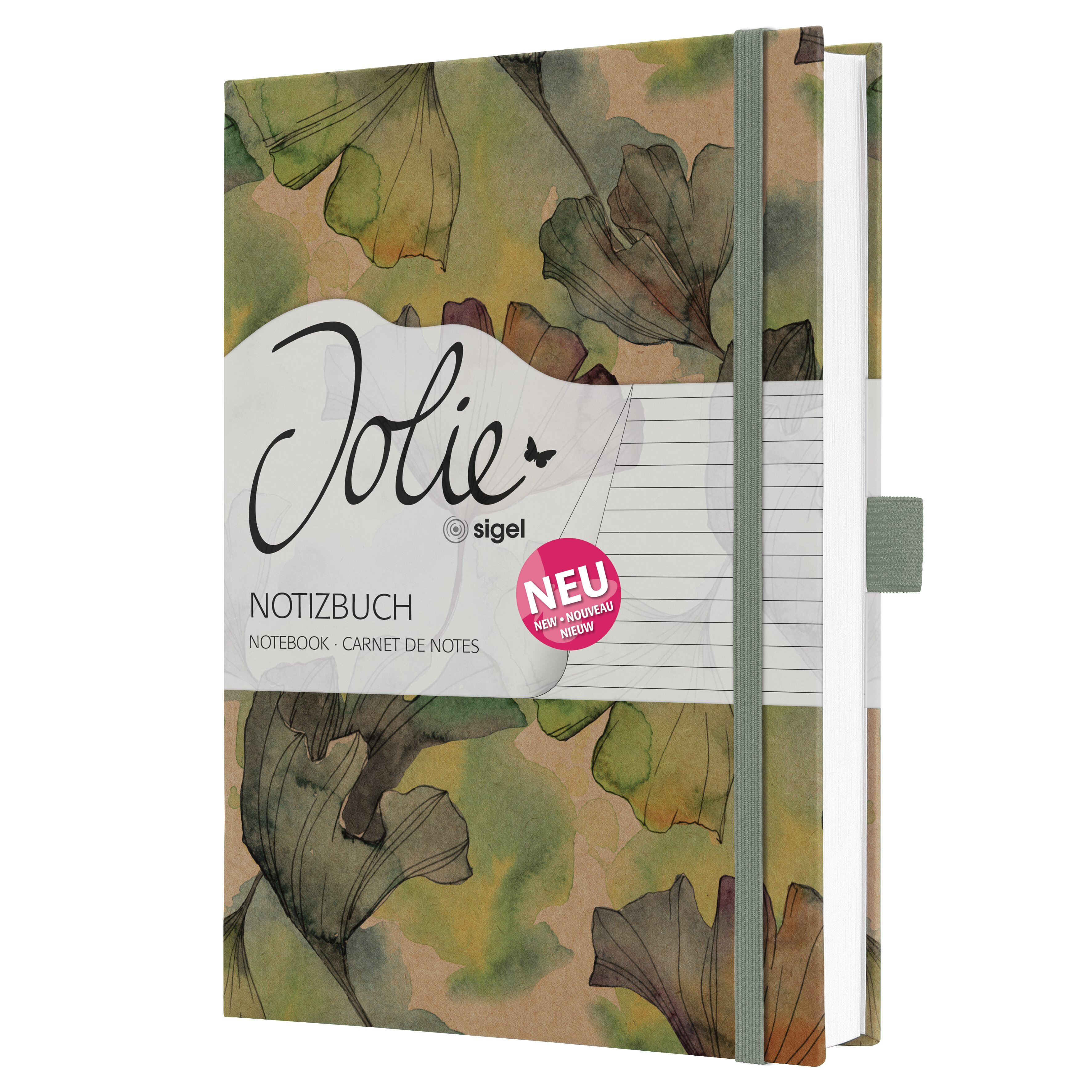 SIGEL JN857 Notizbuch Jolie, ca. A5, liniert, gelbgrünbraun
