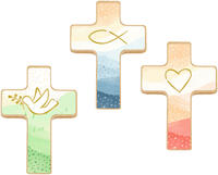 Holzkreuz - Du bist geborgen in Gottes Hand - Kleine Hand-Holzkreuze auf Mini-Büchlein