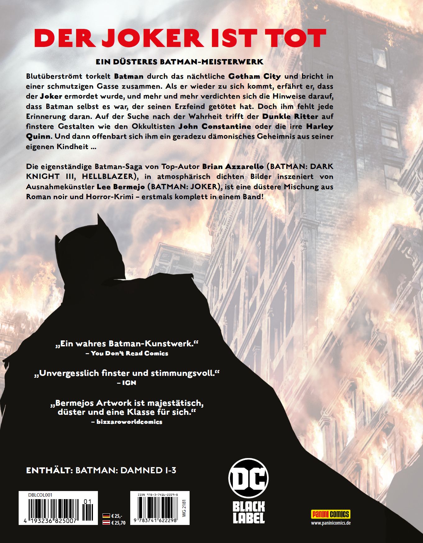 Rückseitencover Batman: Damned (Sammelband)