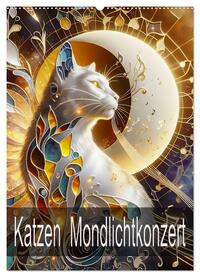 Katzen Mondlichtkonzert (Wandkalender 2025 DIN A2 hoch), CALVENDO Monatskalender