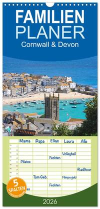 Familienplaner 2026 - Cornwall & Devon mit 5 Spalten (Wandkalender, 21 x 45 cm) CALVENDO