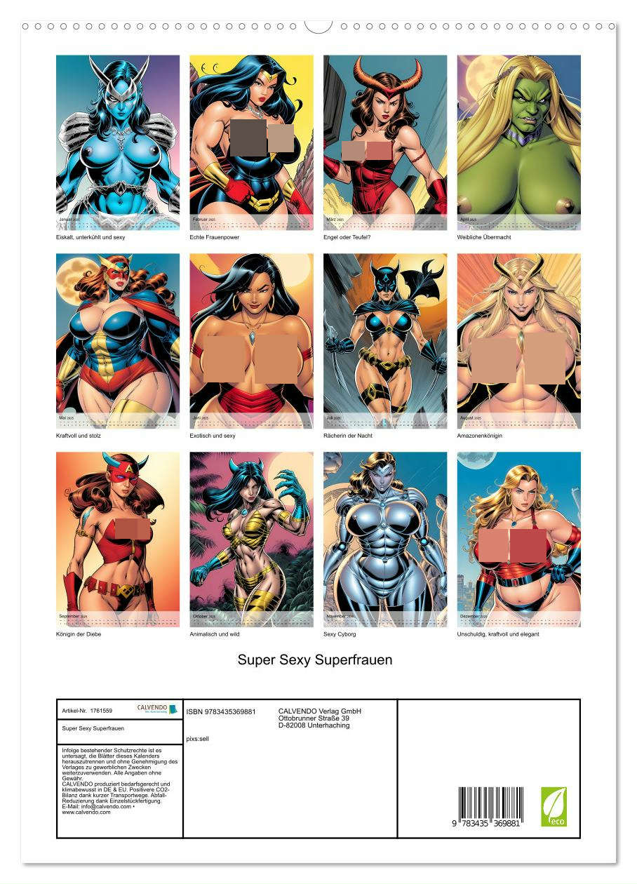 Super Sexy Superfrauen (hochwertiger Premium Wandkalender 2025 DIN A2 hoch), Kunstdruck in Hochglanz