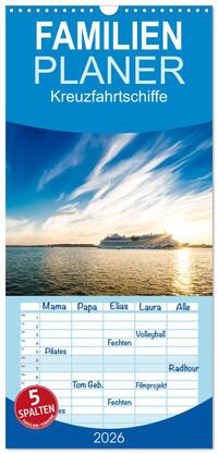 Familienplaner 2026 - Kreuzfahrtschiffe mit 5 Spalten (Wandkalender, 21 x 45 cm) CALVENDO