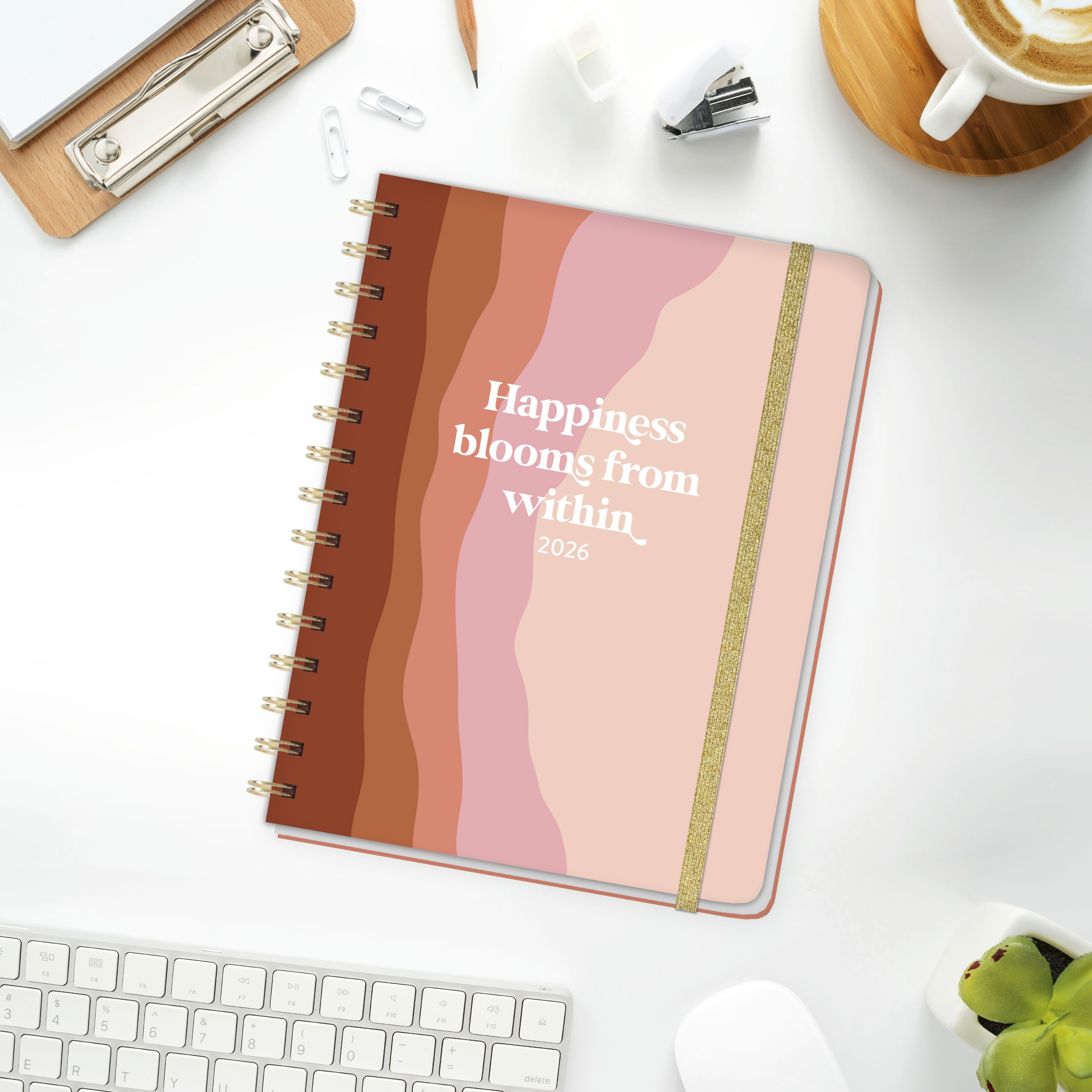Happiness blooms from within Spiral-Kalenderbuch A5 2026