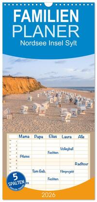Familienplaner 2026 - Nordsee Insel Sylt mit 5 Spalten (Wandkalender, 21 x 45 cm) CALVENDO