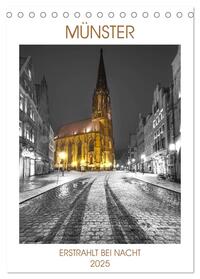 Münster - erstrahlt bei Nacht (Tischkalender 2025 DIN A5 hoch), CALVENDO Monatskalender