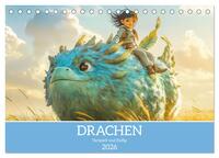 Vorderes Coverbild Drachen - Verspielt und fluffig (Tischkalender 2026 DIN A5 quer), CALVENDO Monatskalender
