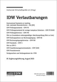 IDW, 87. Erg.-Lief. IDW Verlautbarungen August 2023