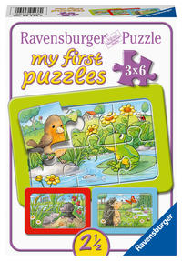 Kinderpuzzle 3x6 Teile - Kleine Gartentiere